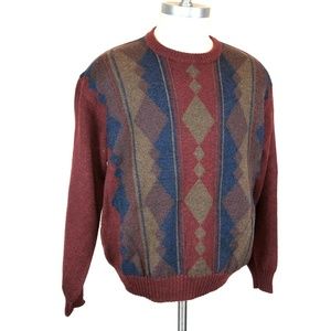 Dalmine Merino Wool Sweater Argyle Italy Vintage